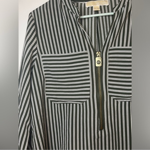 Michael Kors - Green and White Striped Blouse - Size Small - Picture 3 of 8